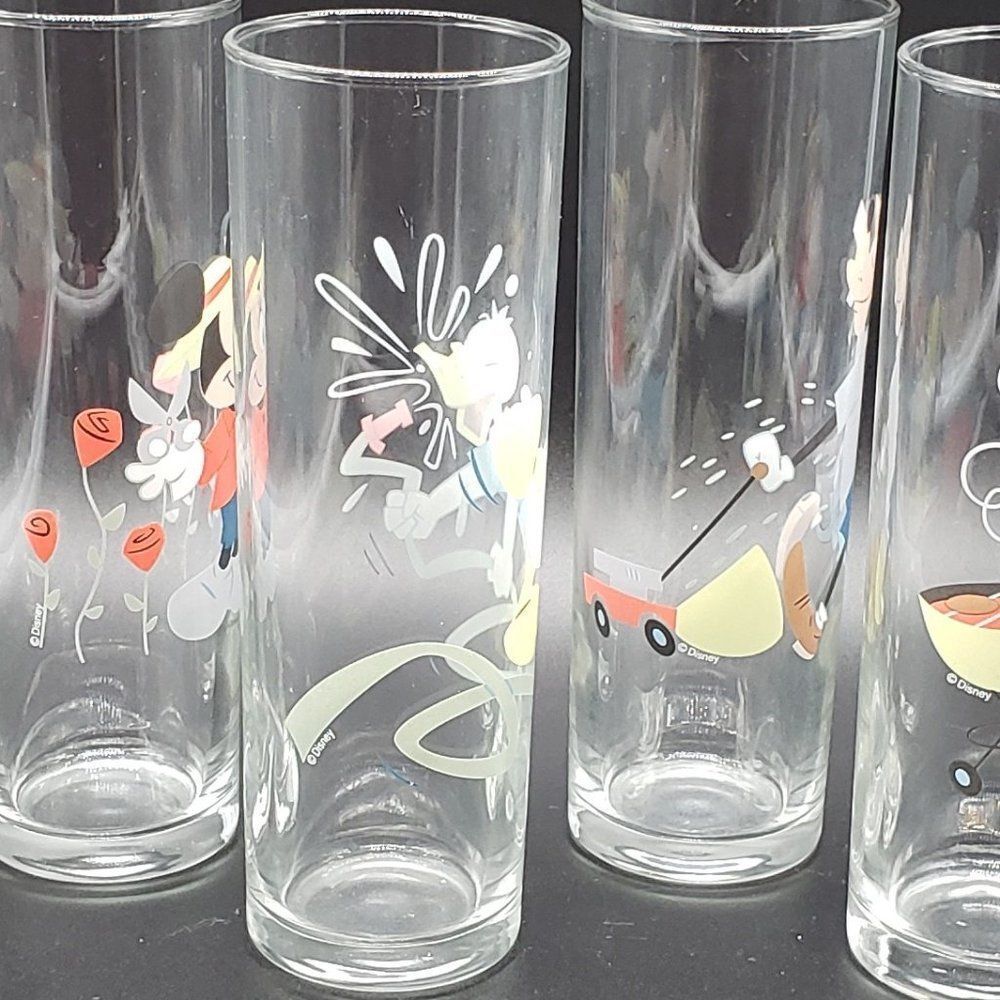 Disney Set of 4 Vintage Mickey Mouse & Friends Gardening BBQ Iced Tea Glasses - Picture 10 of 12
